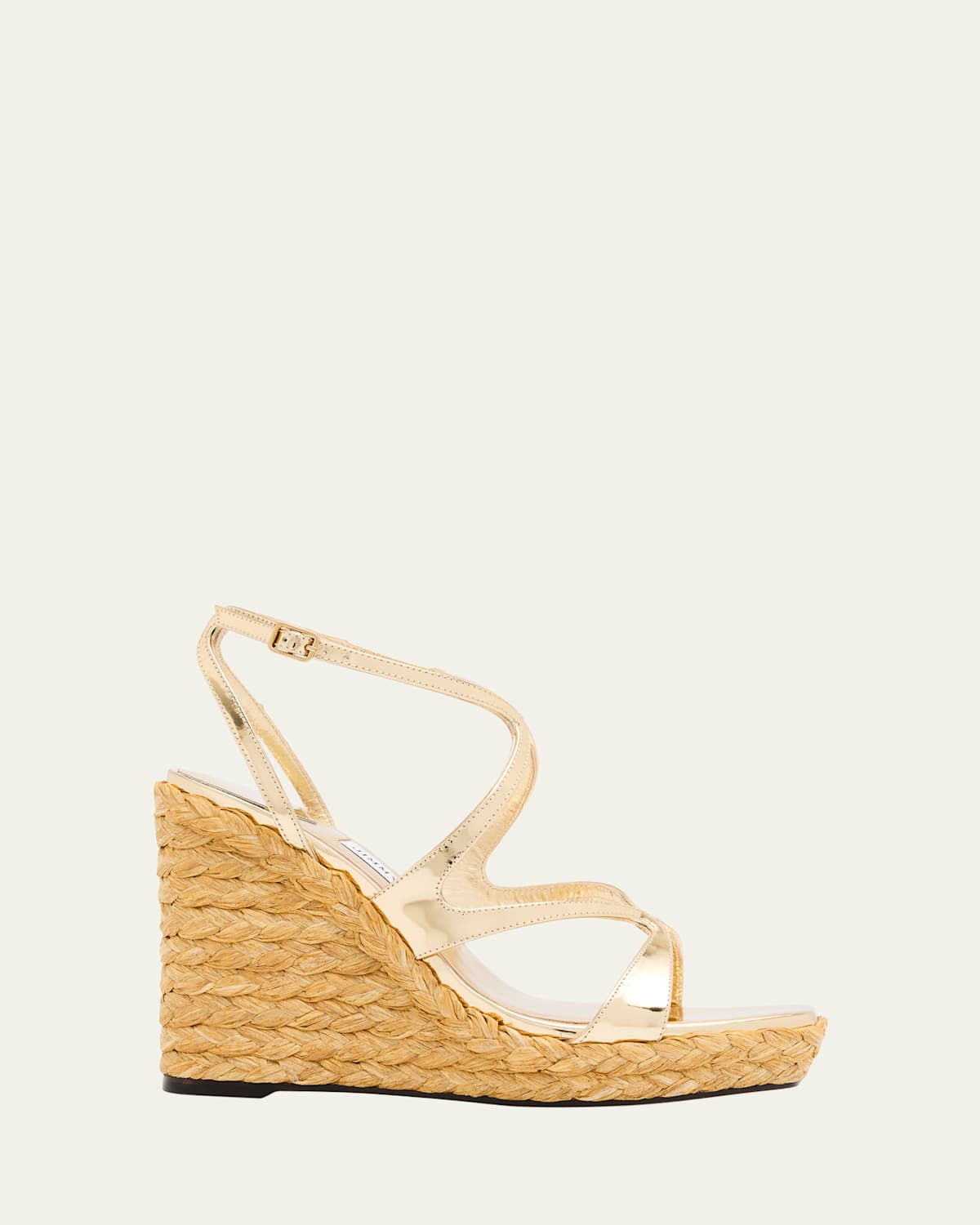 Jimmy Choo Ayla 110 Metallic Leather Wedge Sandals In Gold