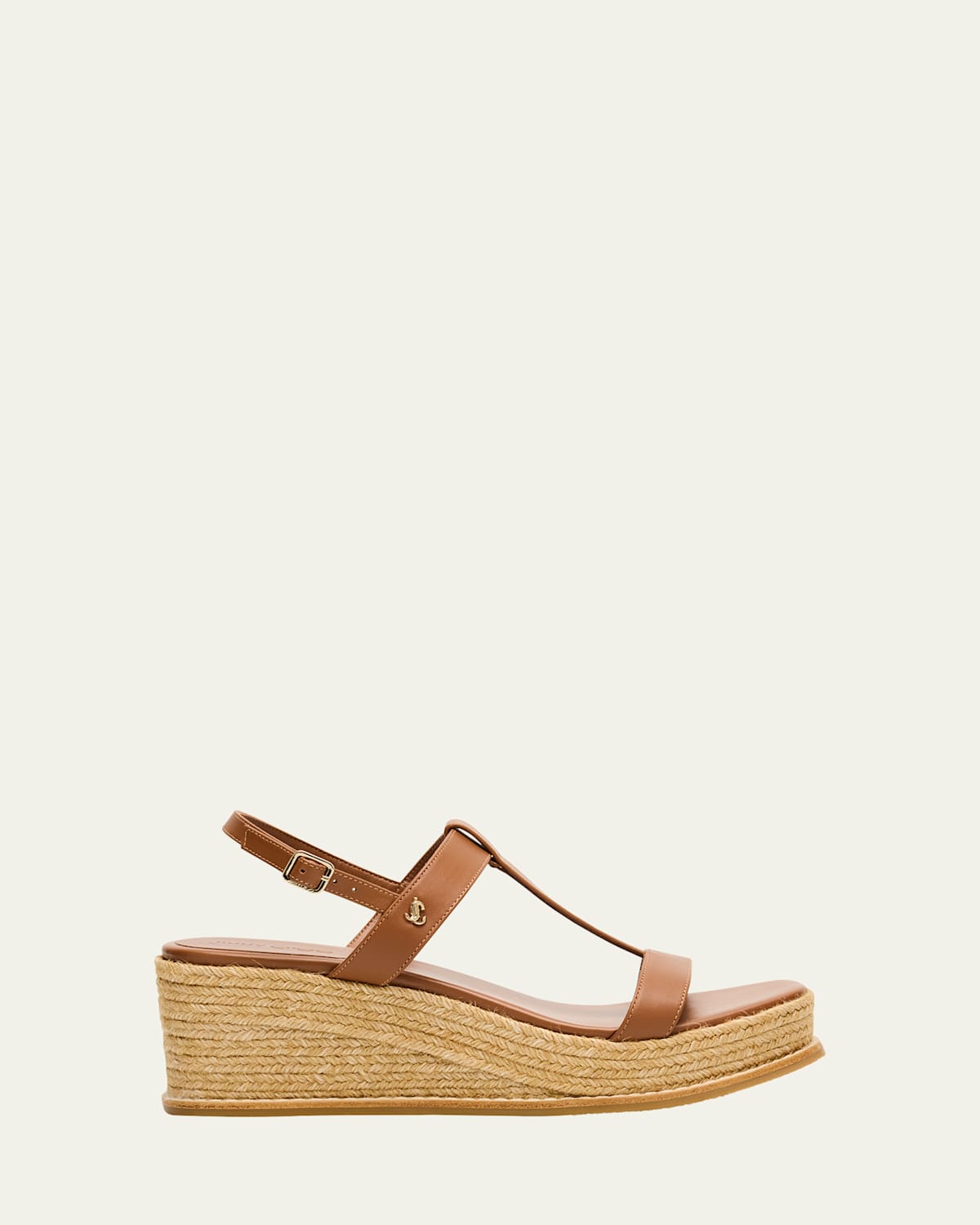 Jimmy Choo Theia 60 Leather Espadrilles Wedges In Brown