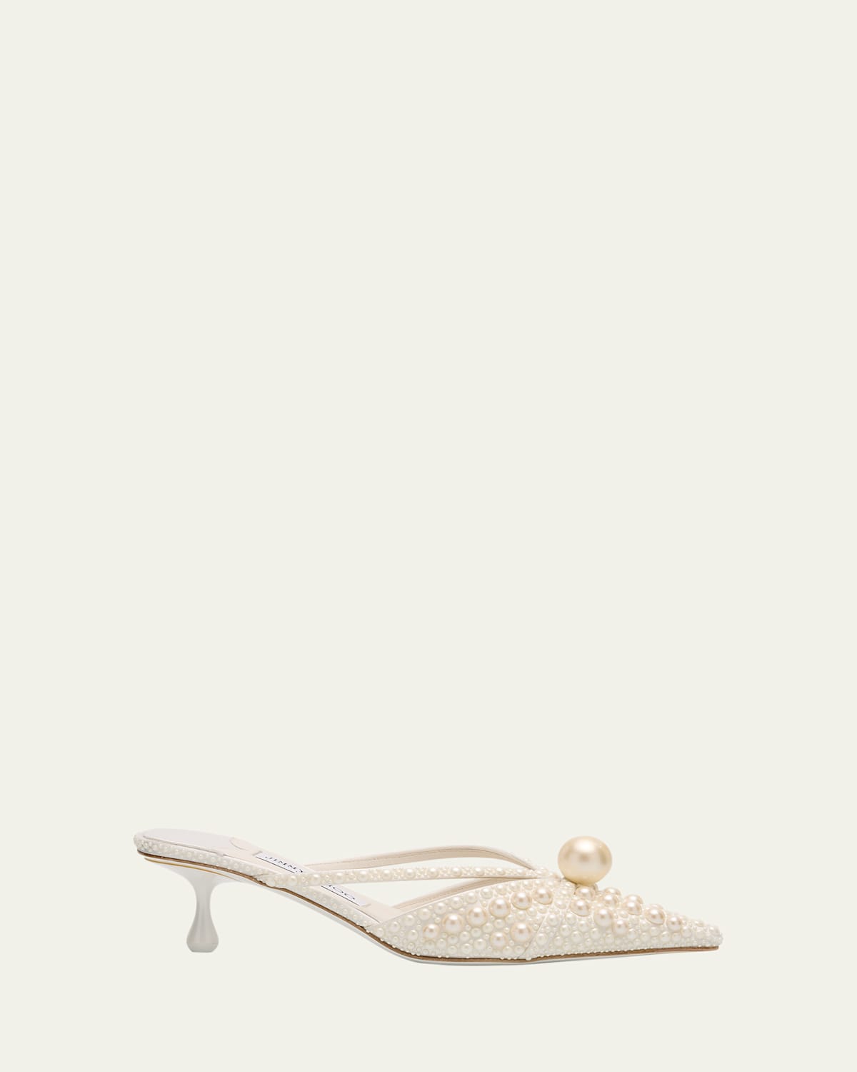 Jimmy Choo Sana 51 Pearly Leather Mules In White/white