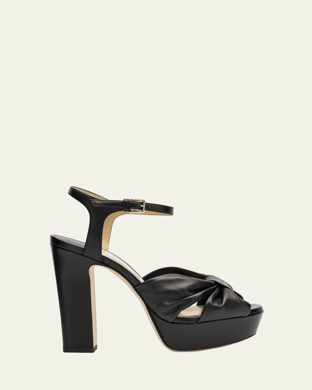 Jimmy Choo Heloise Leather Knot Platform Sandals In Black