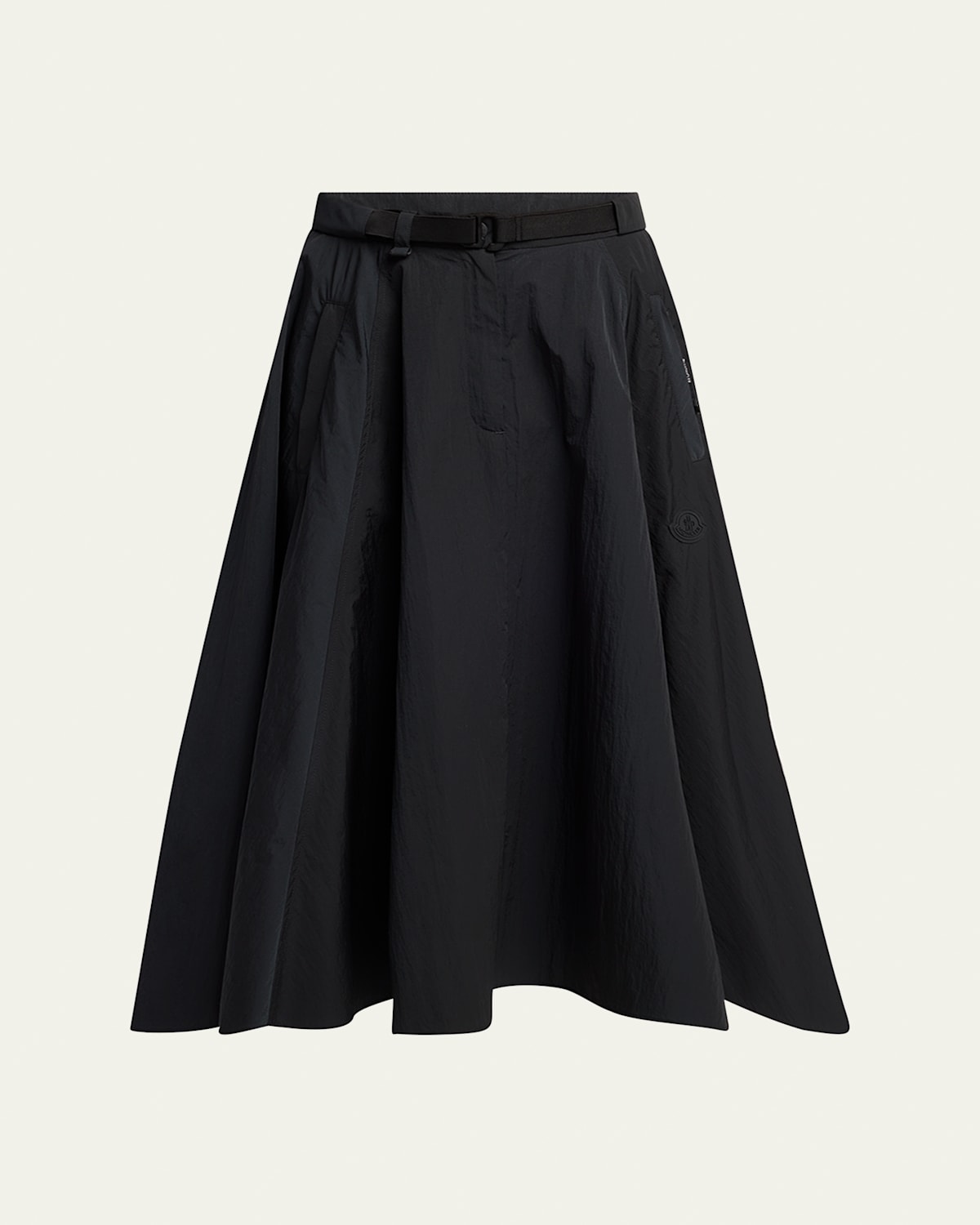 Moncler Belted Midi Skirt In Black