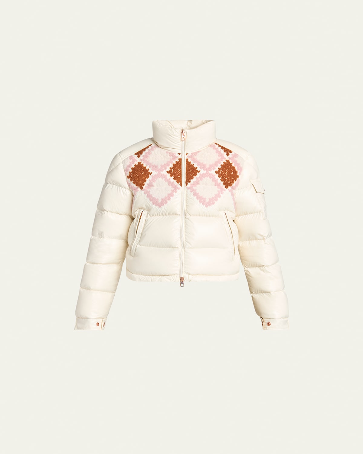 Moncler Megara Embroidered Down Puffer Jacket In Sand