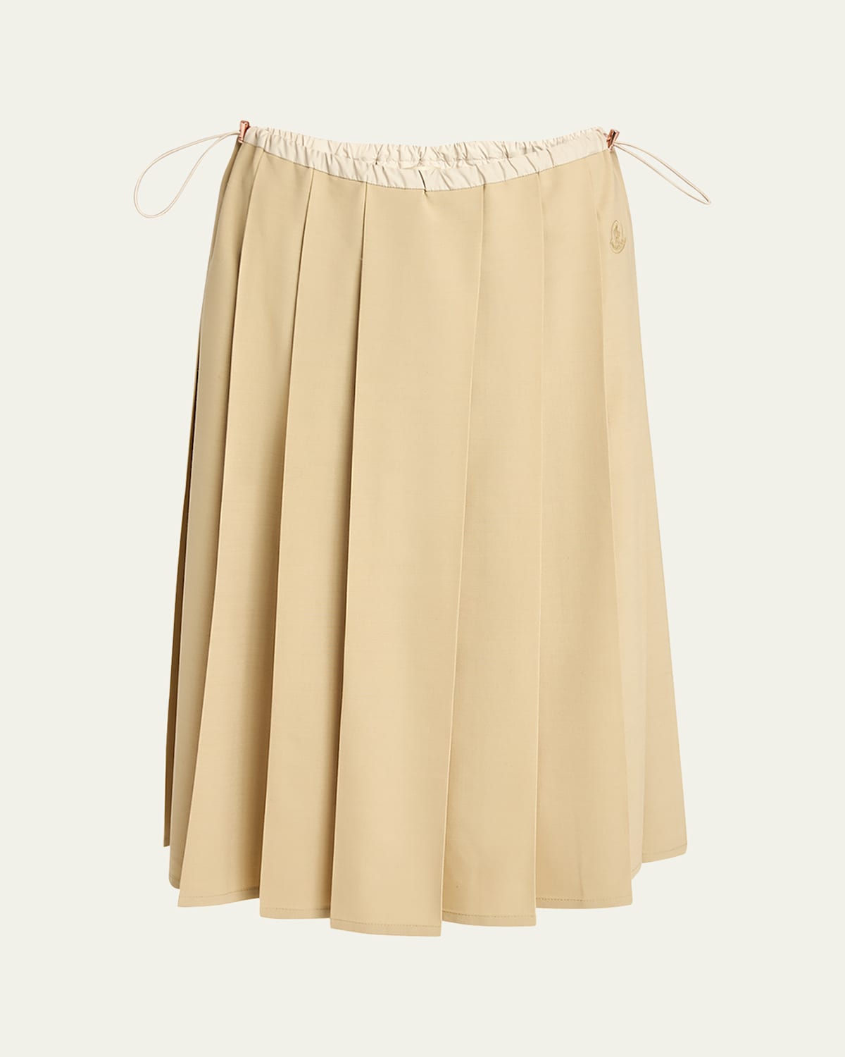 Moncler Pleated Drawstring Midi Skirt In Gray