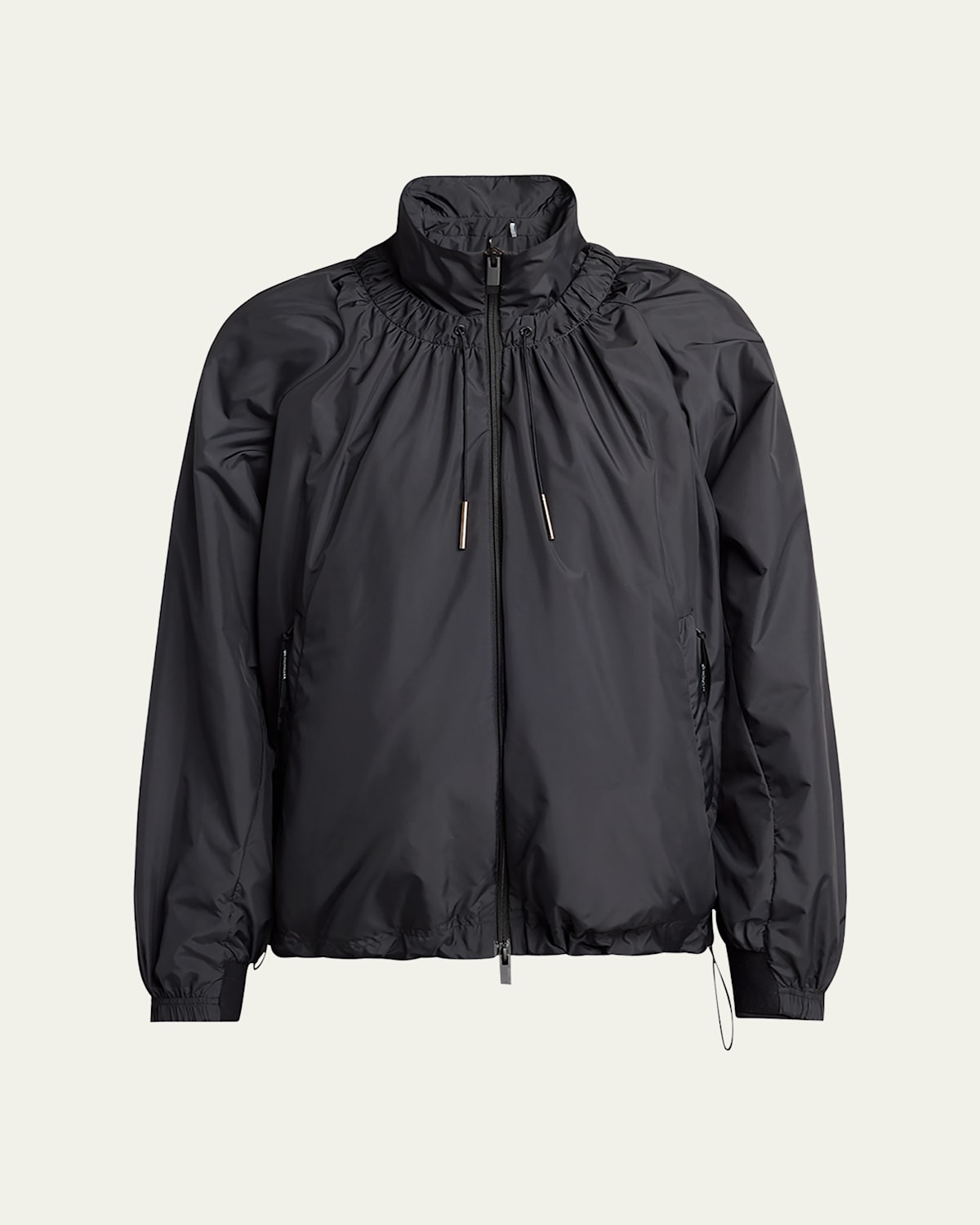 Moncler Valencay Drawstring Windbreaker Jacket In Black