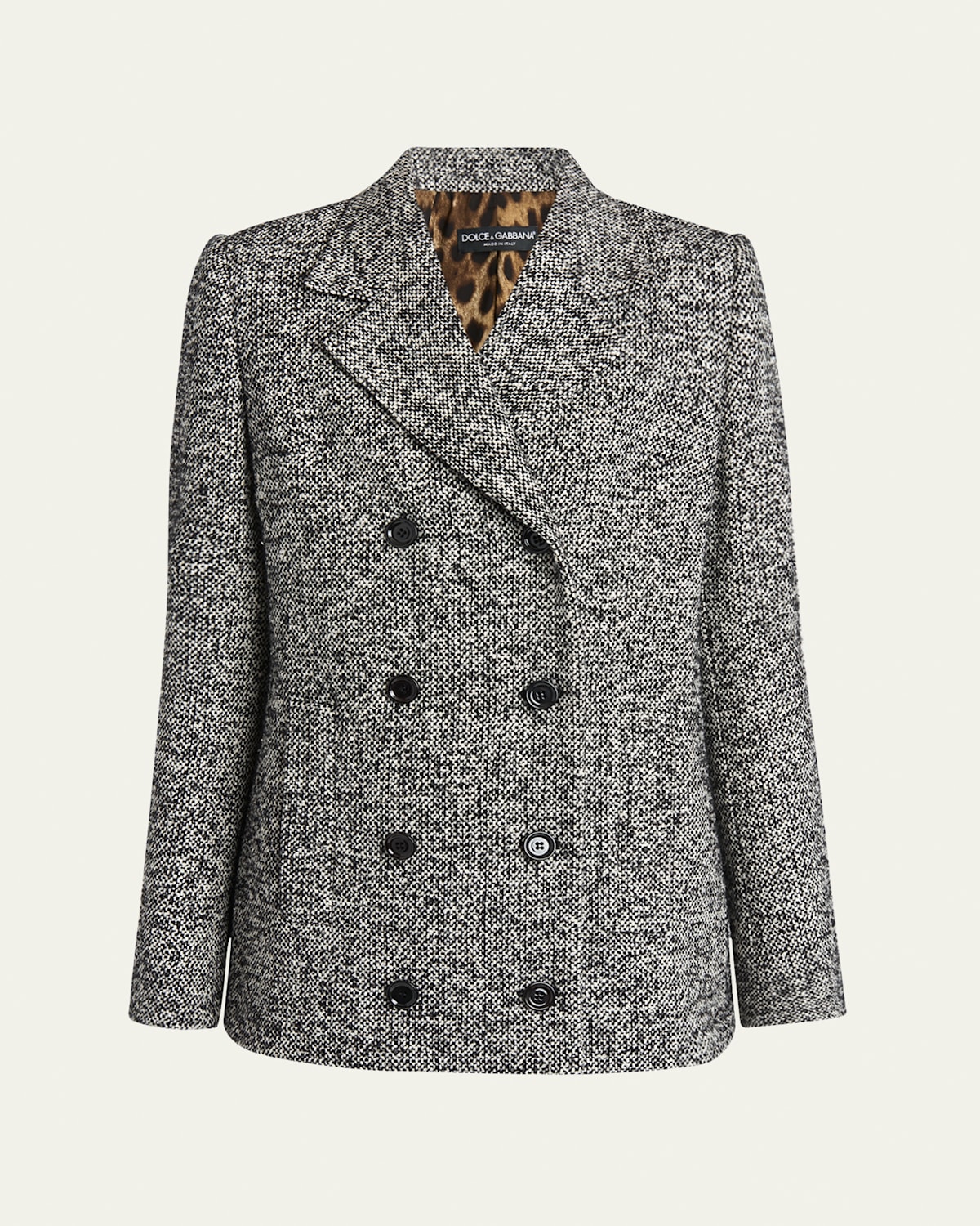 Dolce & Gabbana Dotted Wool-blend Double-breasted Blazer In Gray