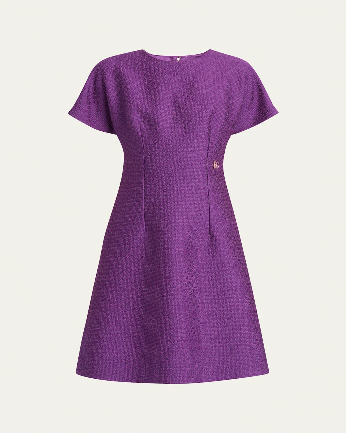 Rachel Short-Sleeve Tweed Mini Dress