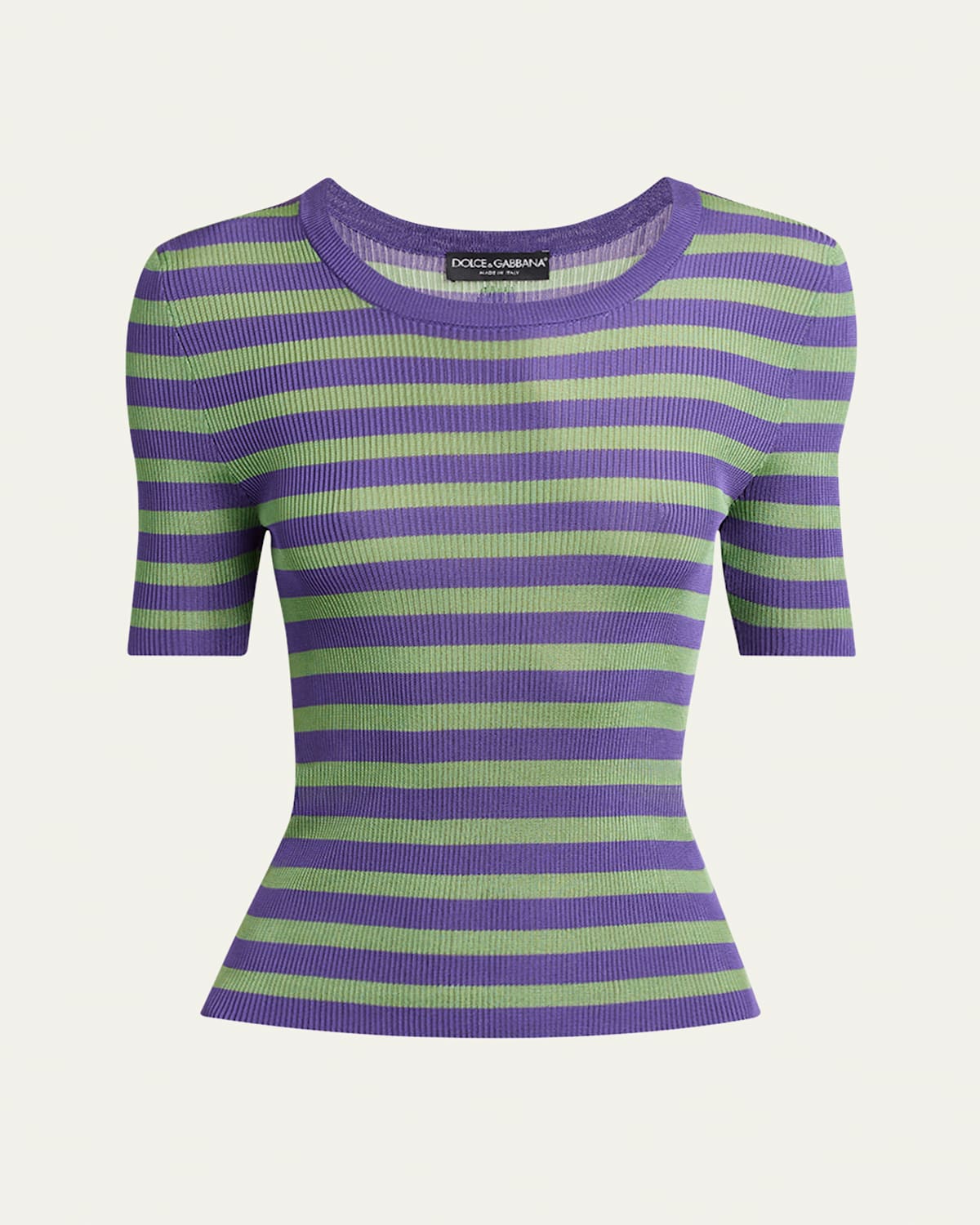 Dolce & Gabbana Striped Rib Short-sleeve Top In Multi