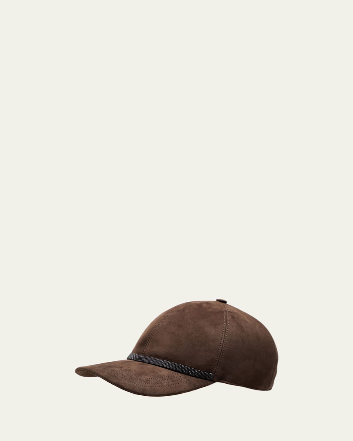 Brunello Cucinelli Monili-trim Suede Baseball Cap In Brown