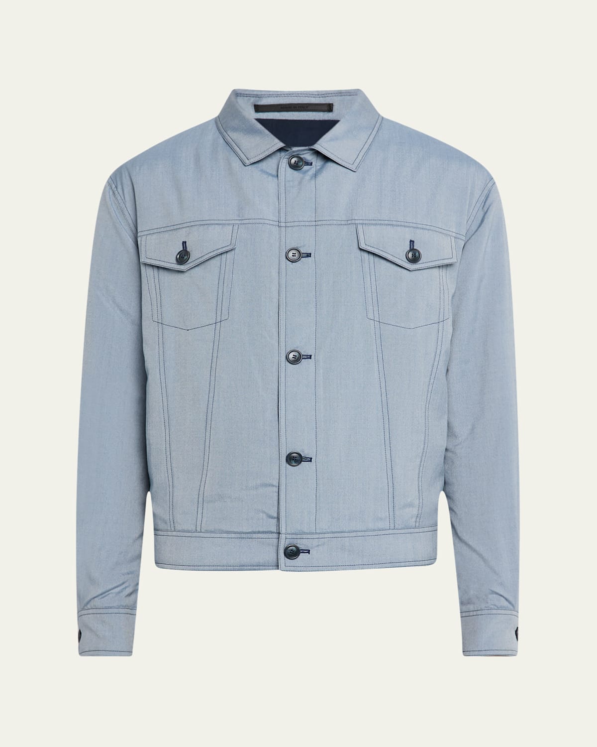 Men's Silk Denim Blouson Jacket