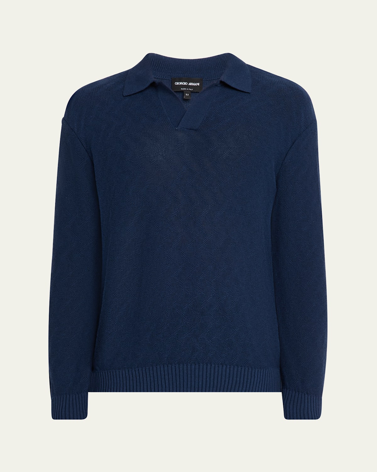 Giorgio Armani Men's Cotton Chevron Johnny Collar Sweater In Blue