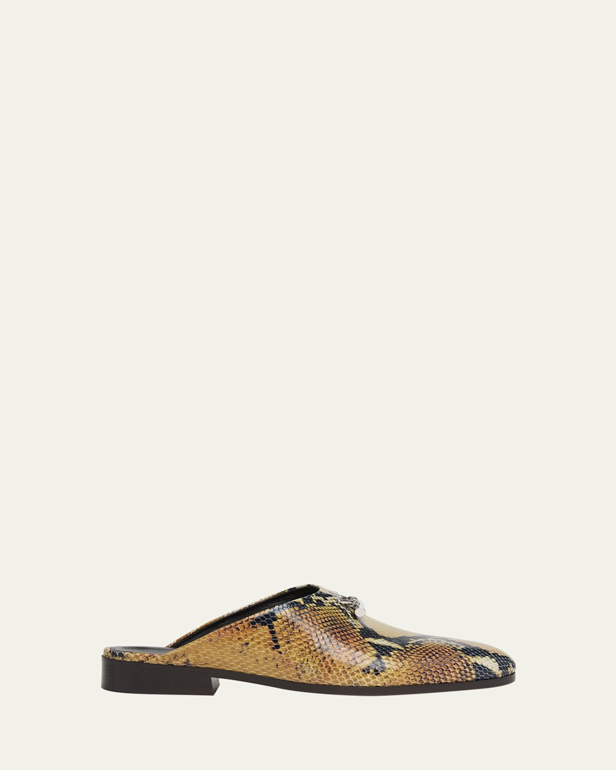 Men's Snake-Effect Leather Mules