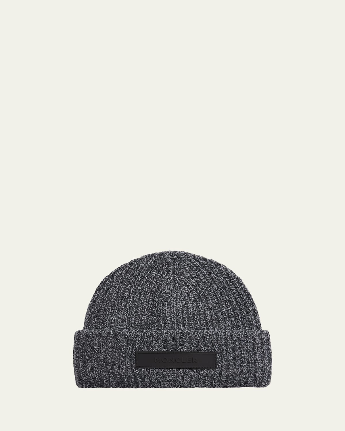 Moncler Men's Mouline Knit Rubber-Logo Beanie Hat | Thumbnail 4 Moncler Men's Mouline Knit Rubber-Logo Beanie Hat | Thumbnail 4