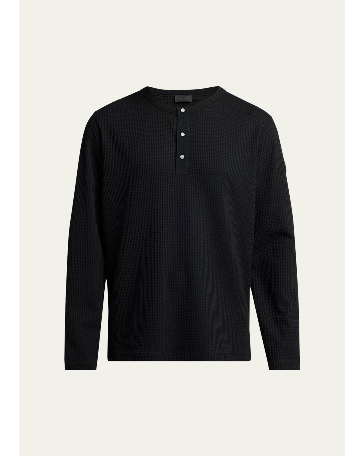 Men'S Waffle Knit Long-Sleeve Henley T-Shirt