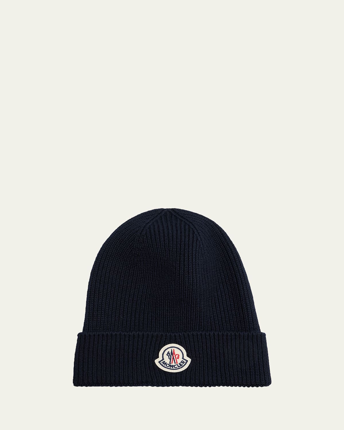 Moncler Men's Ribbed Wool Logo Beanie Hat | Thumbnail 4