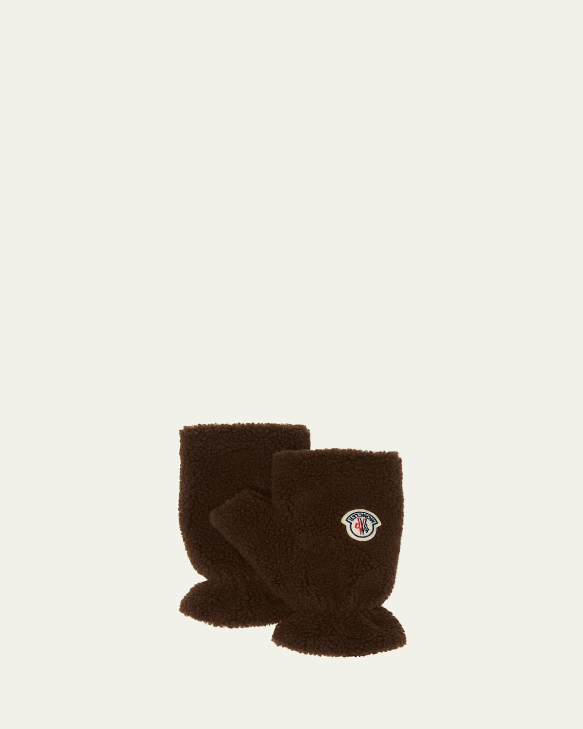 Moncler Men's Boucle Logo Finglerless Mittens In Brown