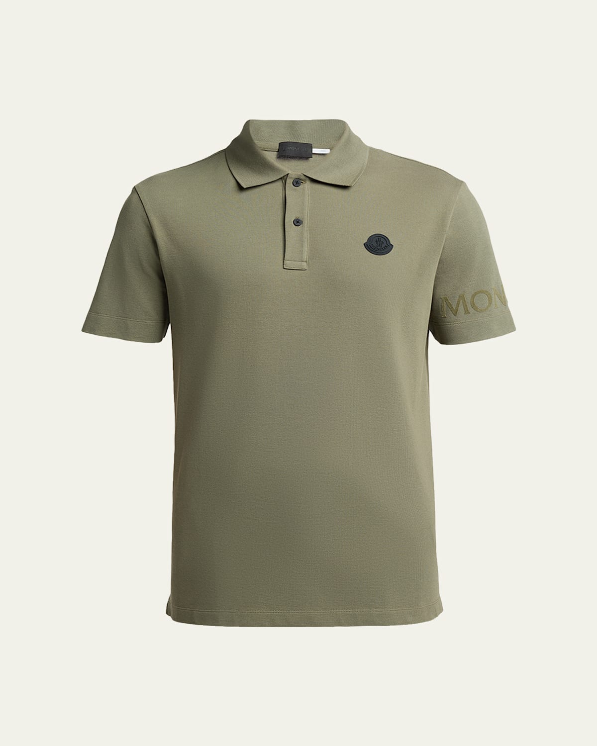 Moncler Logo-embroidered Polo Shirt In Green