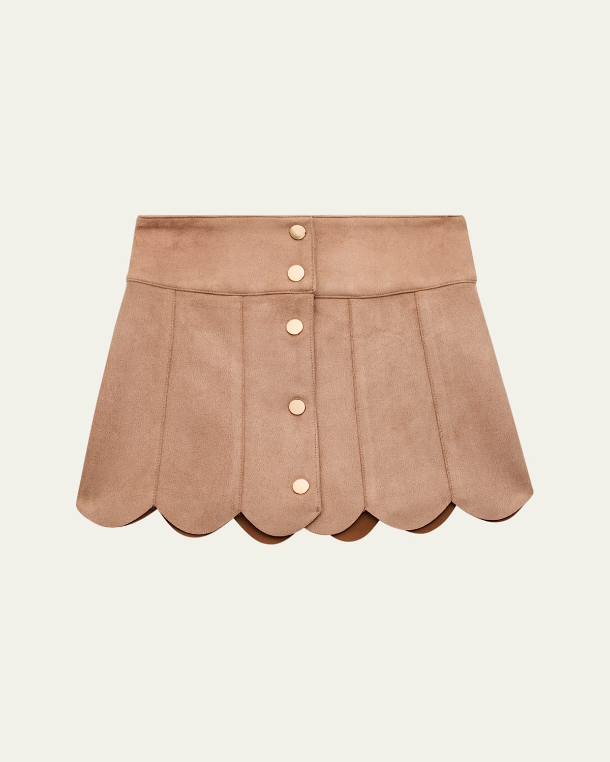 Katiej Nyc Girl's Tween Autumn Scalloped Mini Skirt In Brown