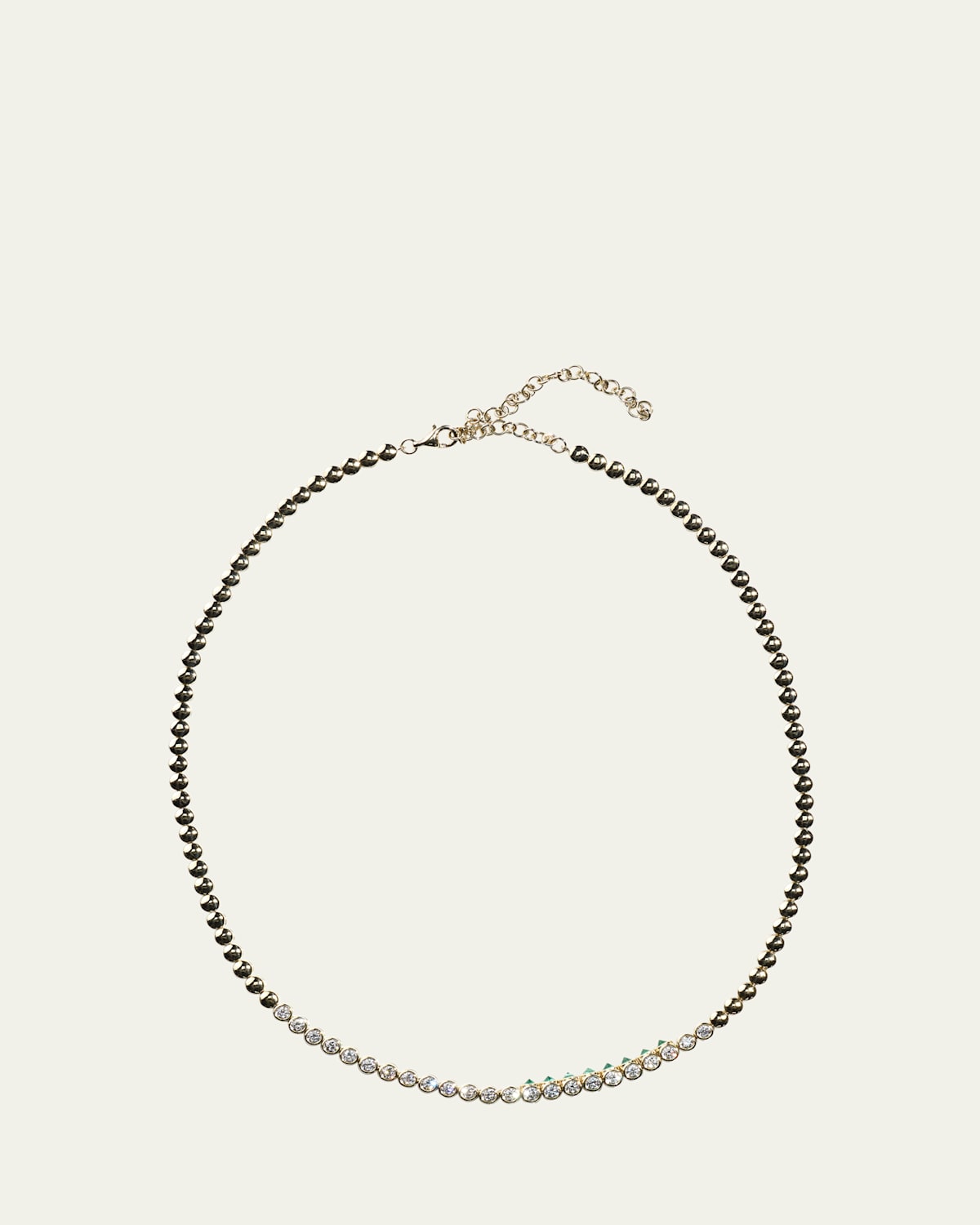 Tubbo Sideway 14K Gold Diamond and Emerald Tennis Necklace