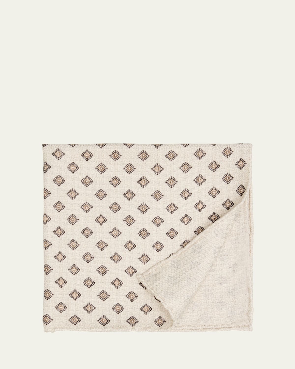 Brunello Cucinelli Men's Medallion-Print Silk Pocket Square | Thumbnail 4 Brunello Cucinelli Men's Medallion-Print Silk Pocket Square | Thumbnail 4