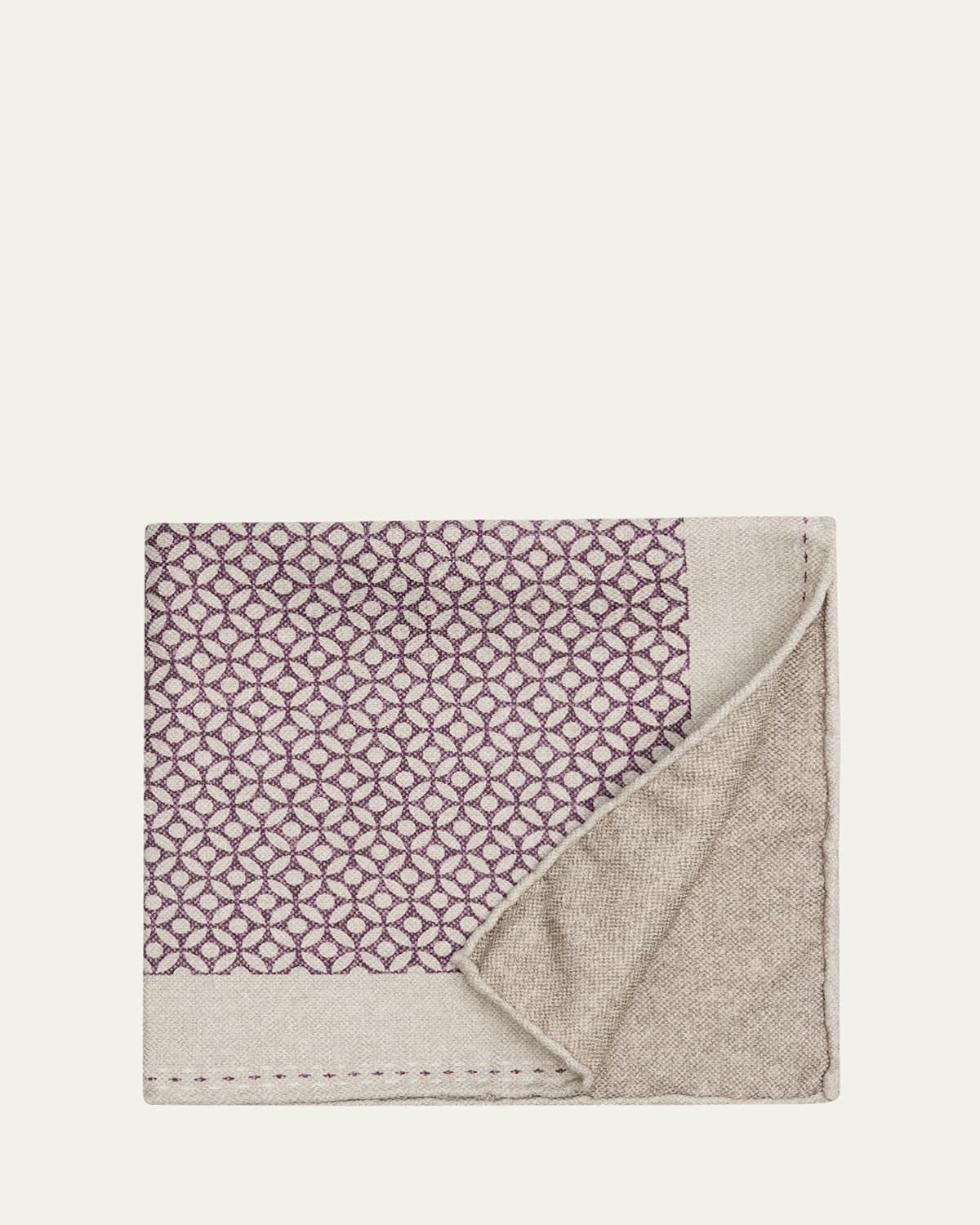 Brunello Cucinelli Men's Geometric-print Silk Pocket Square In Neutral