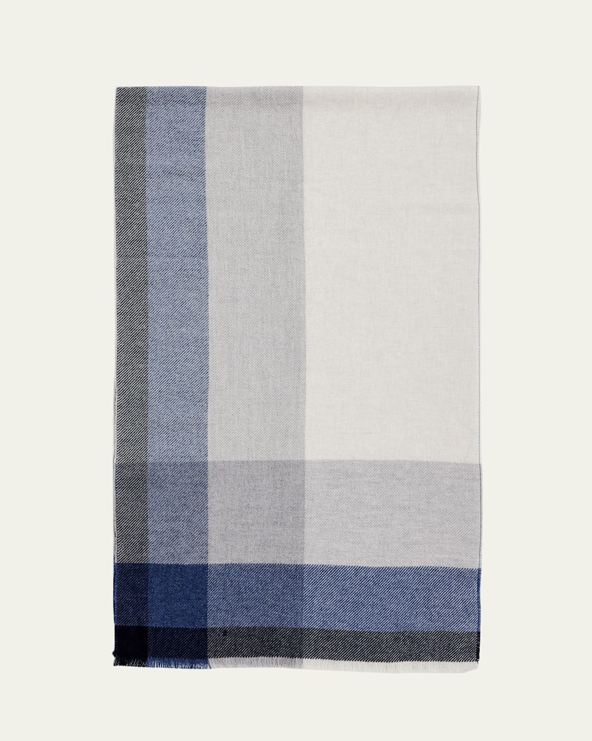 Men's Uneven Plaid Wool-Cashmere Scarf