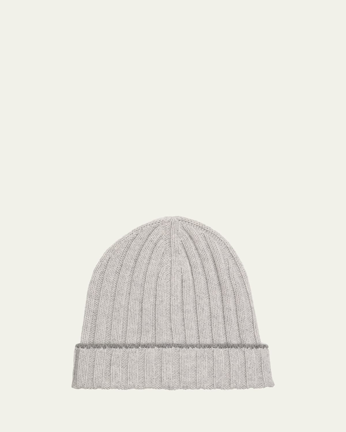Brunello Cucinelli Men's Tipped Cashmere Rib Beanie Hat