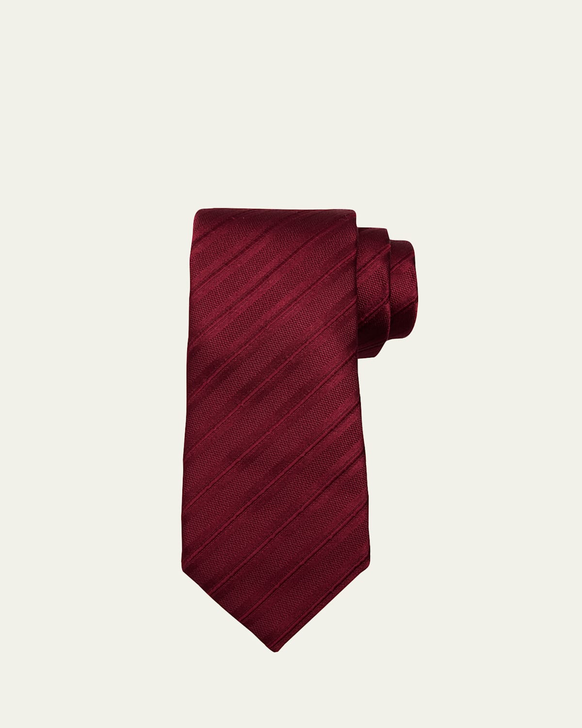 Brunello Cucinelli Men's Regimental Stripe Silk And Cotton Tie In Red