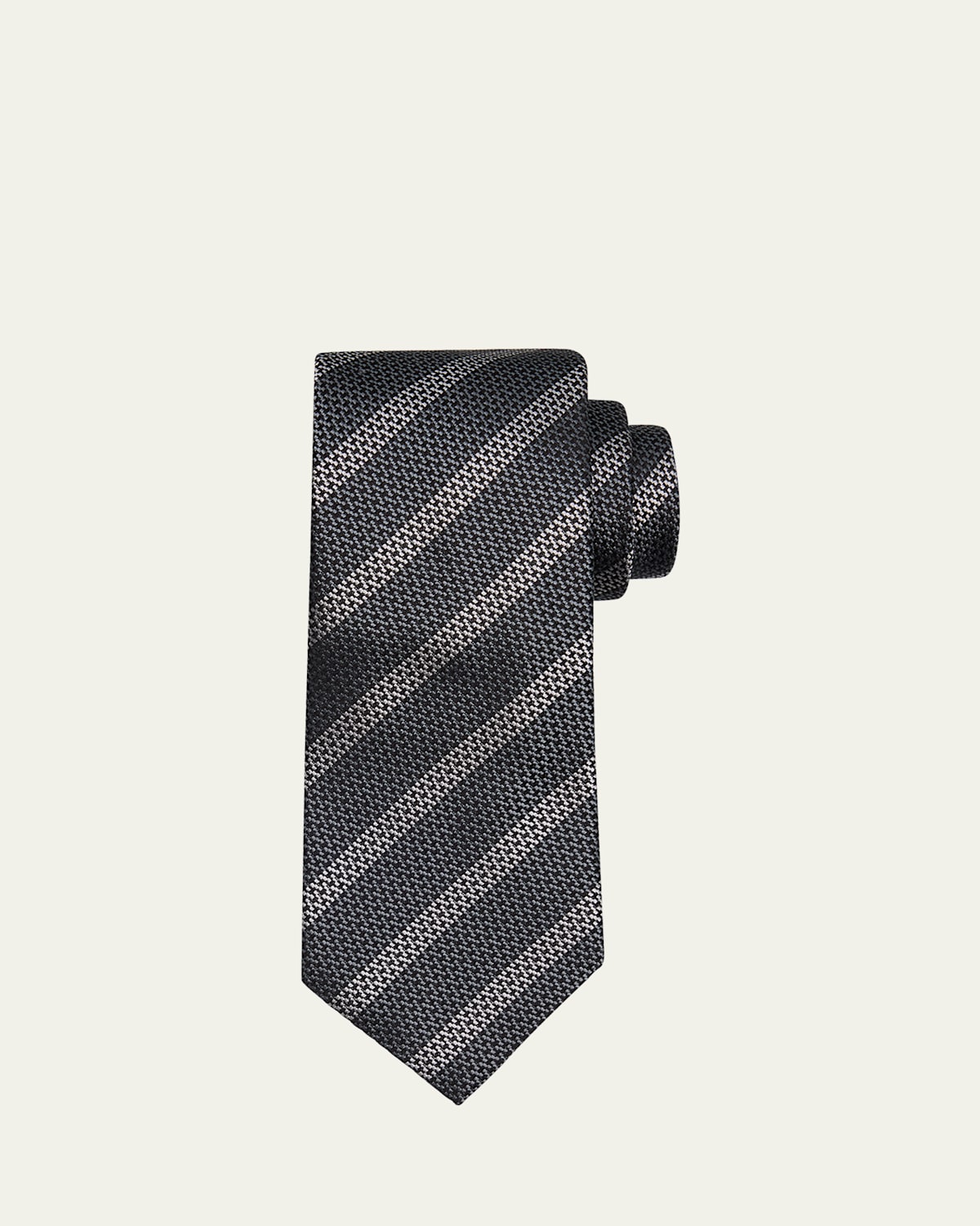 Brunello Cucinelli Men's Cross Stitch Stripe Tie In Gray