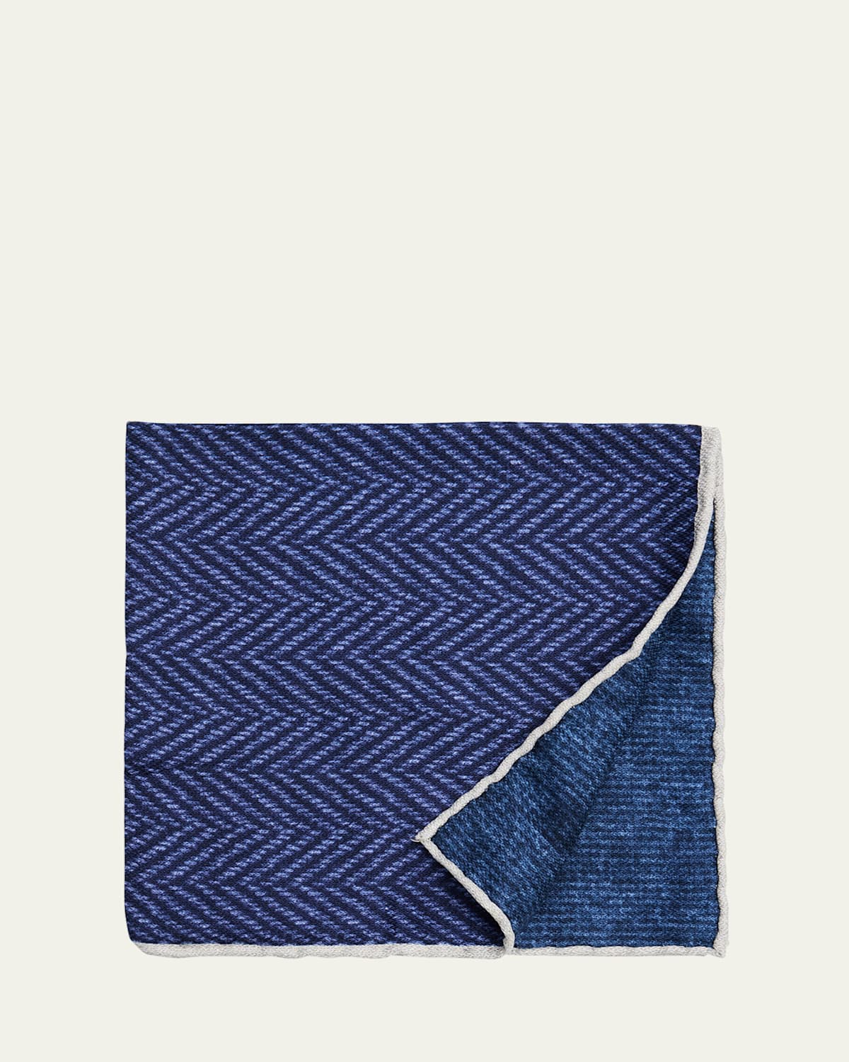 Brunello Cucinelli Men's Chevron-Print Silk Pocket Square | Thumbnail 4