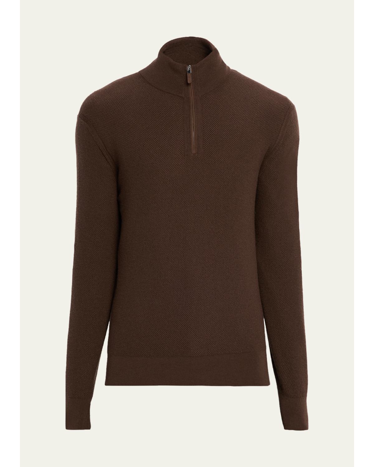 Men'S Cashmere Waffle-Knit Quarter-Zip Sweater