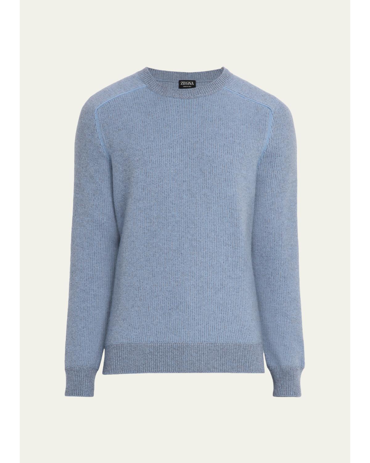 Men'S Cashmere Rib Saddle Crewneck Sweater