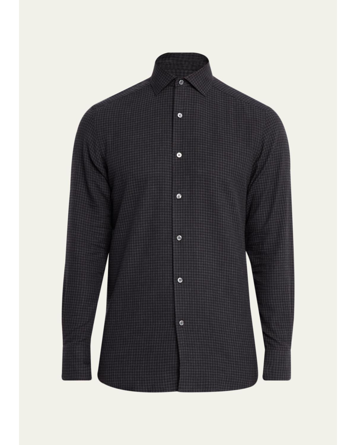 Men'S Cotton And Cashmere Check Button-Down Shirt