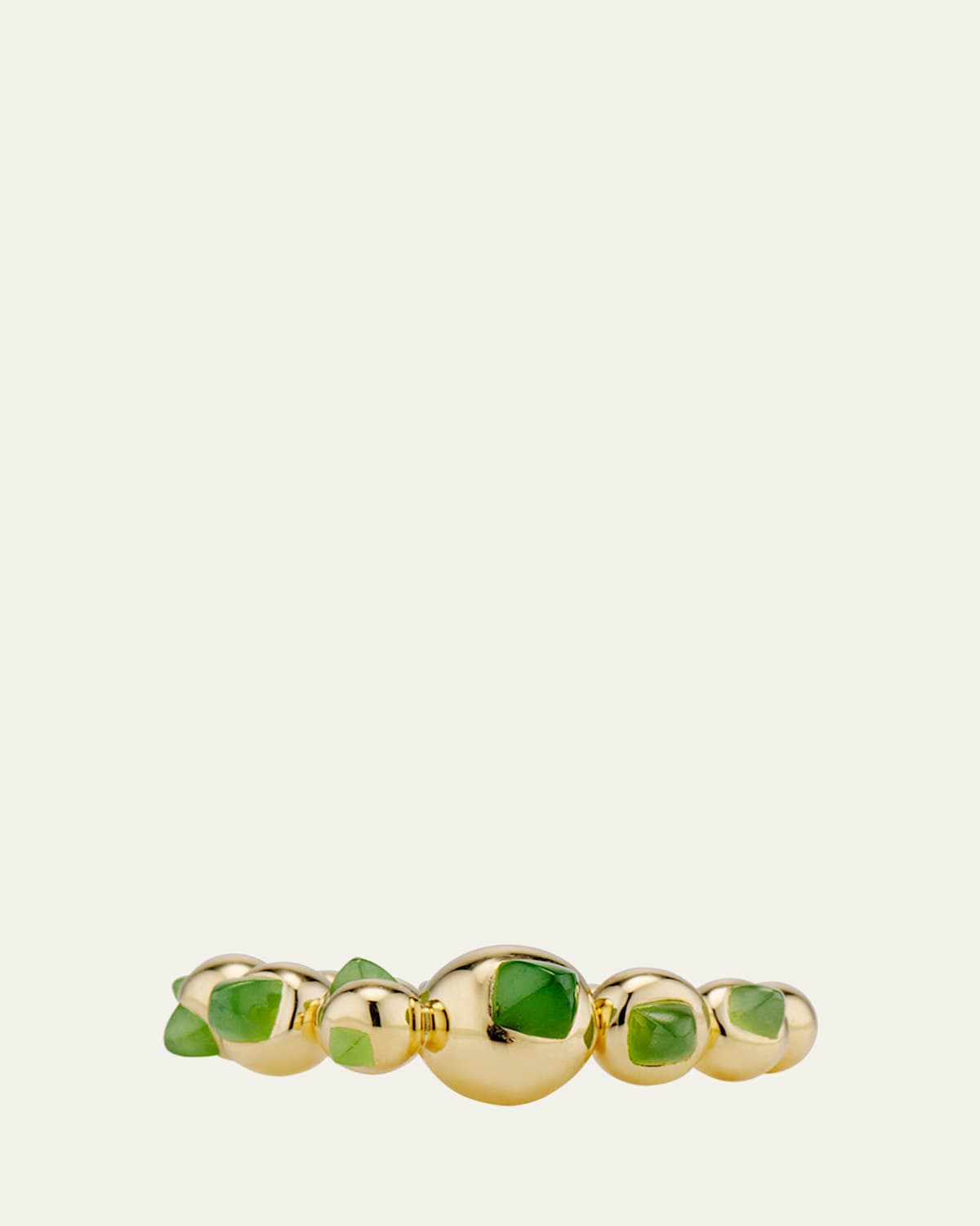 18K Yellow Gold Mini Sugarloaf Ring with Green Jade, Size 6.5