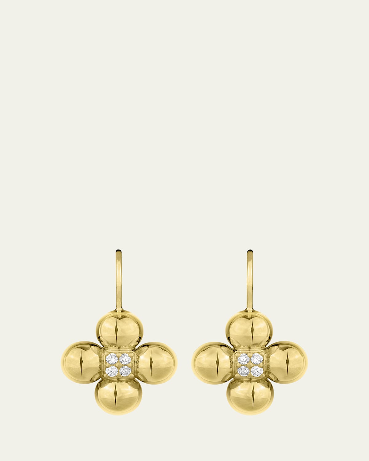 18K Yellow Gold 6mm Bead Orbit Earrings with Diamonds