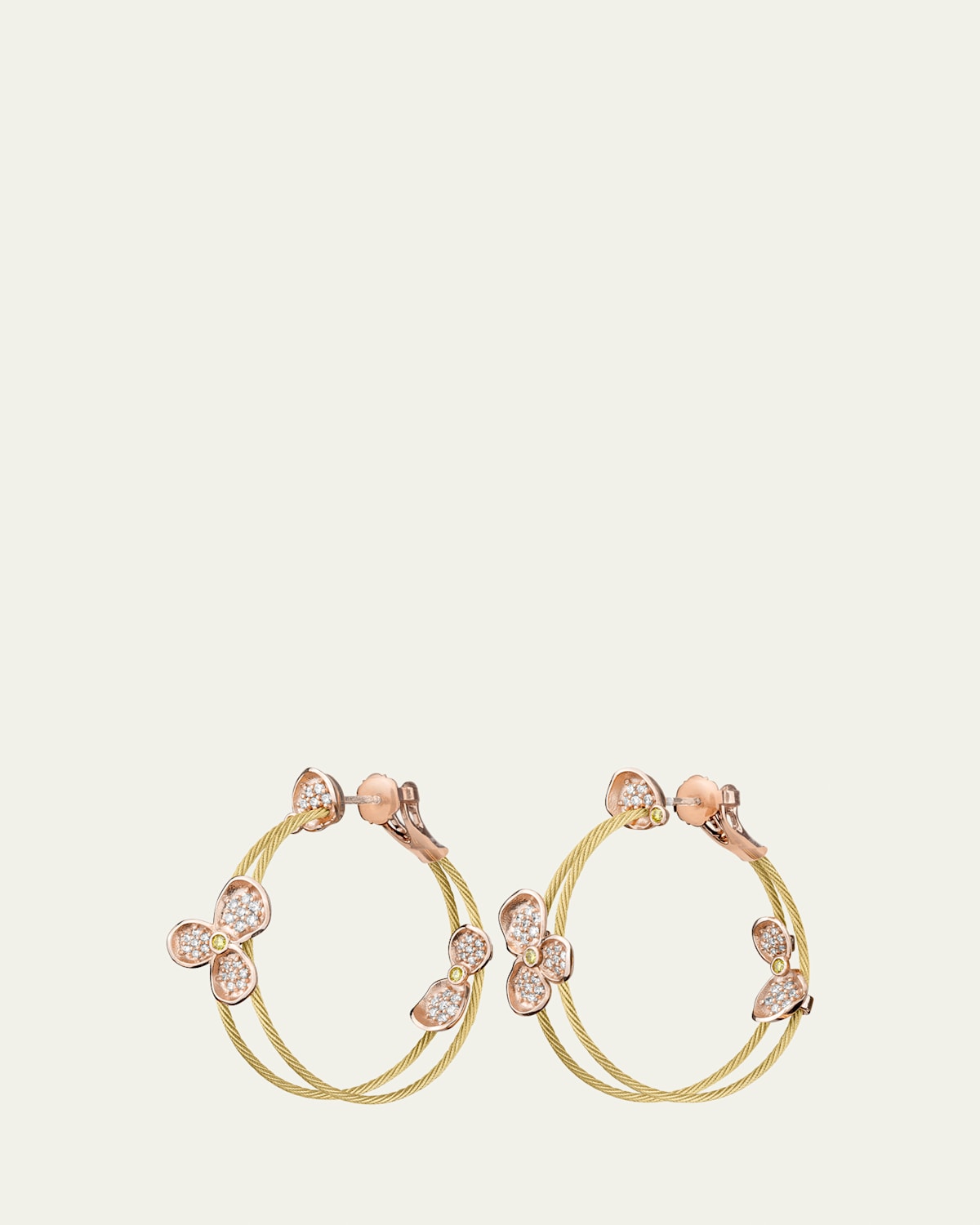 Paul Morelli Forget Me Not 18K Gold Double-Wire Hoop Earrings with Diamonds