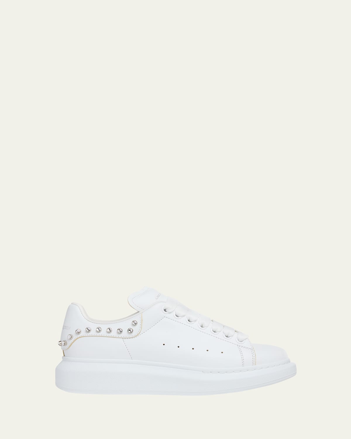 Alexander Mcqueen Oversized Leather Sneakers W/ Crystals In White