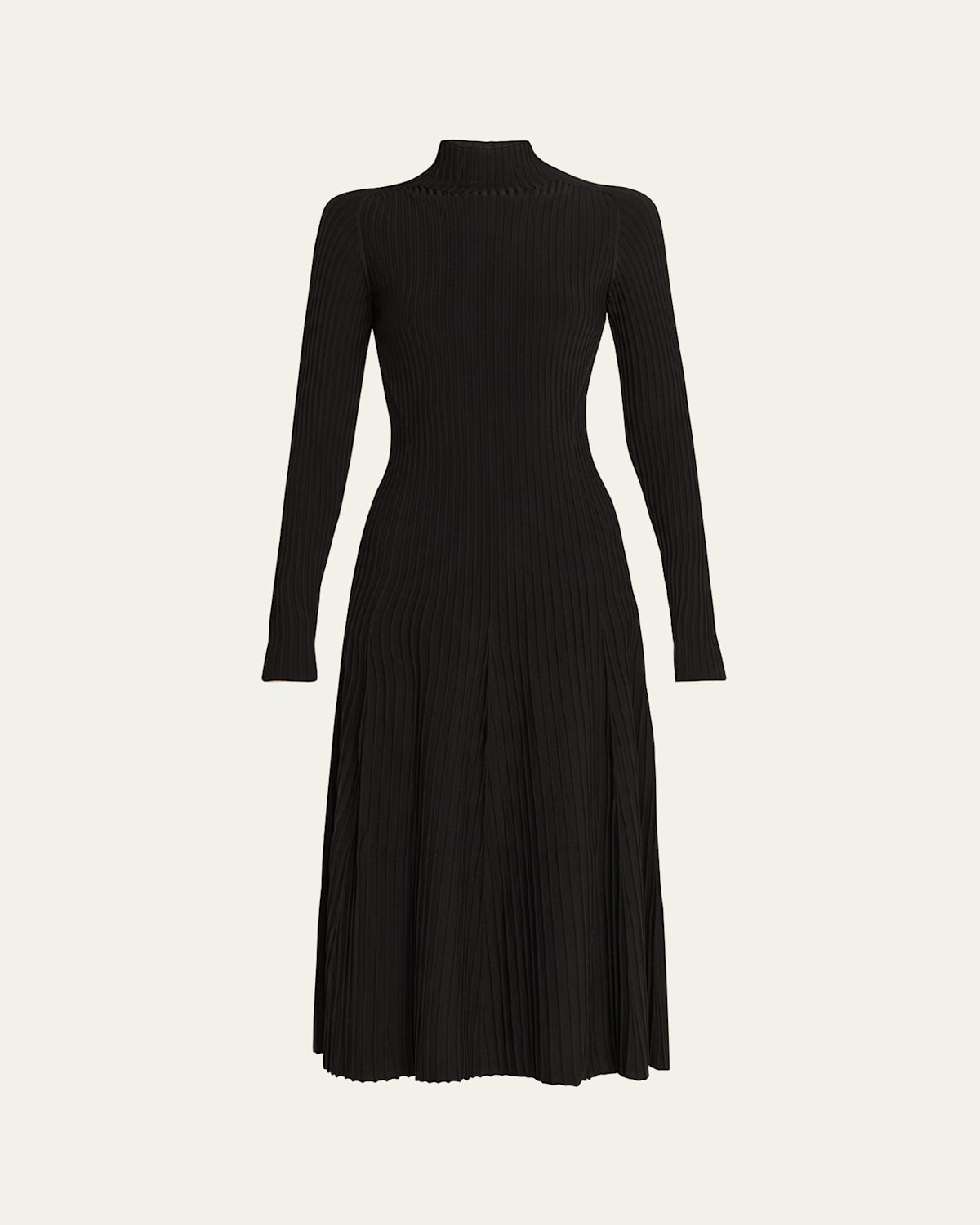 Adam Lippes Tabitha Turtleneck Rib Long-sleeve Maxi Dress In Black