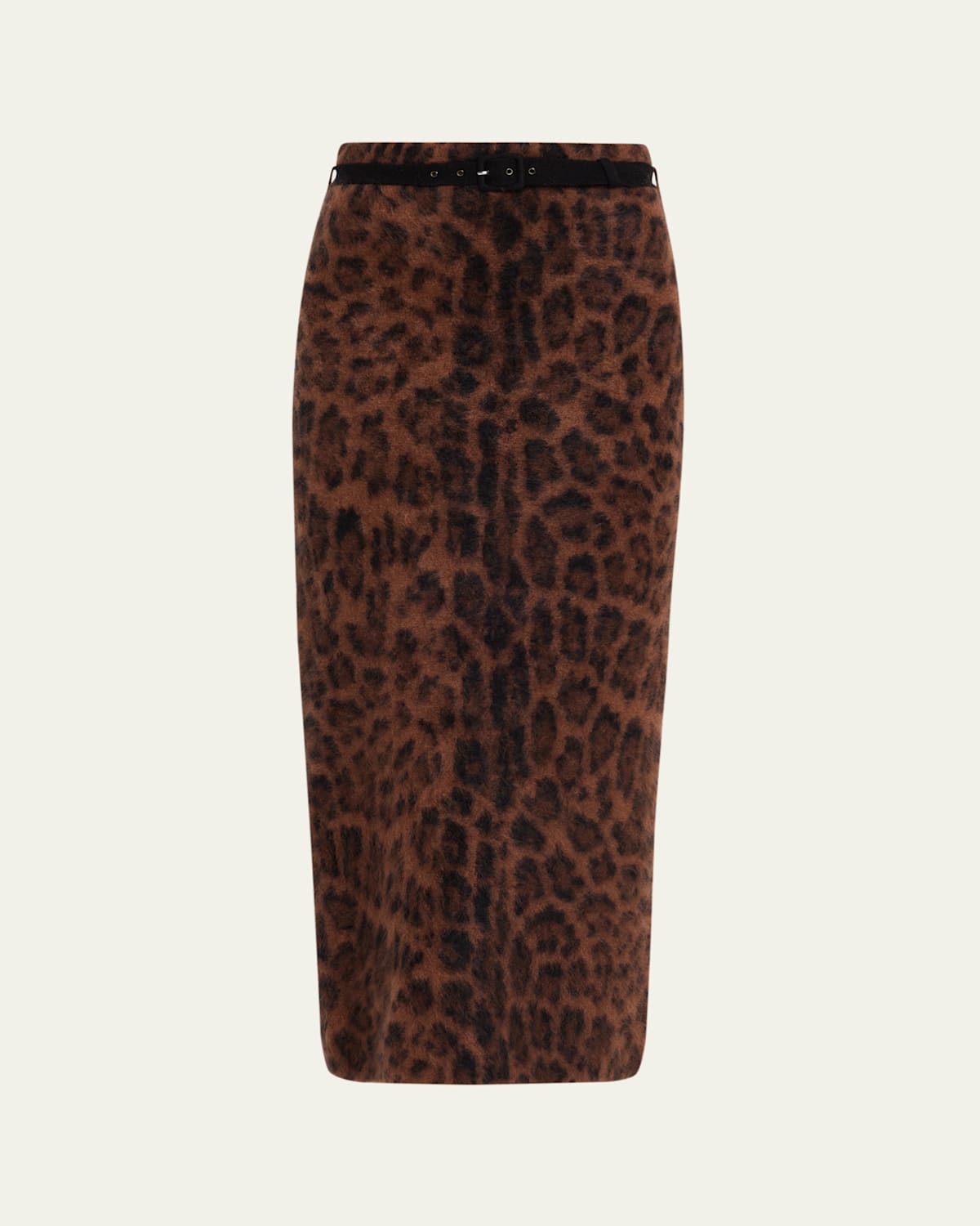 Adam Lippes Levi Belted Brushed Cashmere Midi Skirt In Brown