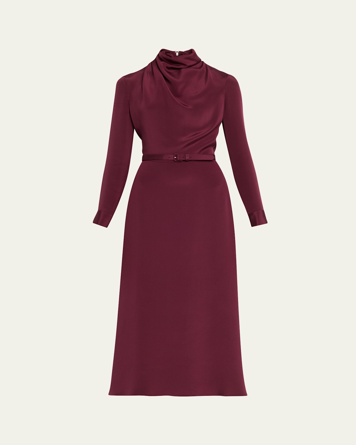 Adam Lippes Amandine Draped Long-sleeve Belted Midi Dress In Red