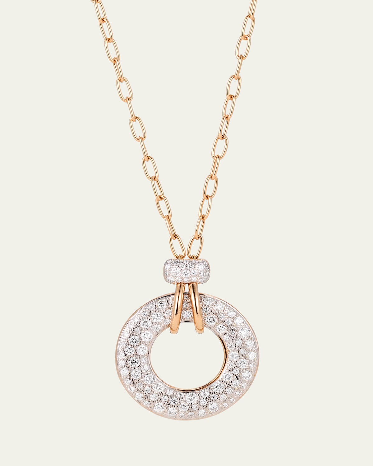 Iconica 18K Rose Gold Diamond Pave Donut Pendant Necklace