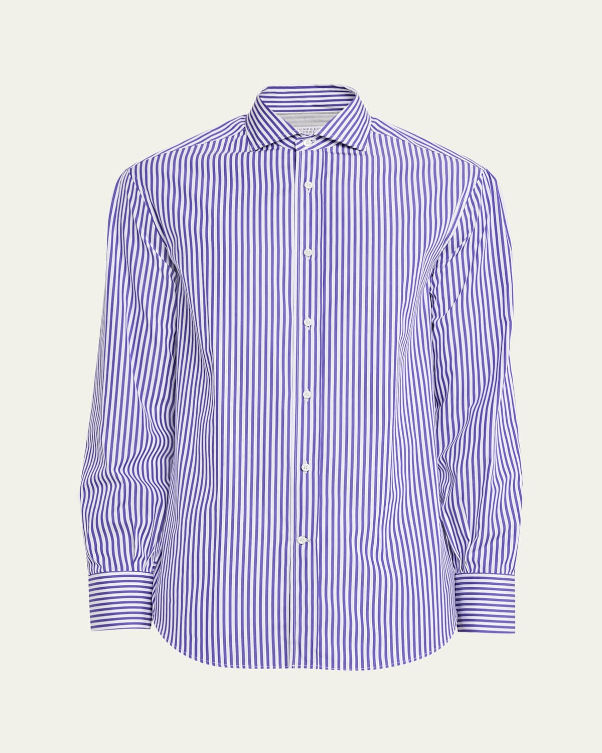 Brunello Cucinelli Men's Striped Basic-fit Shirt In Blue