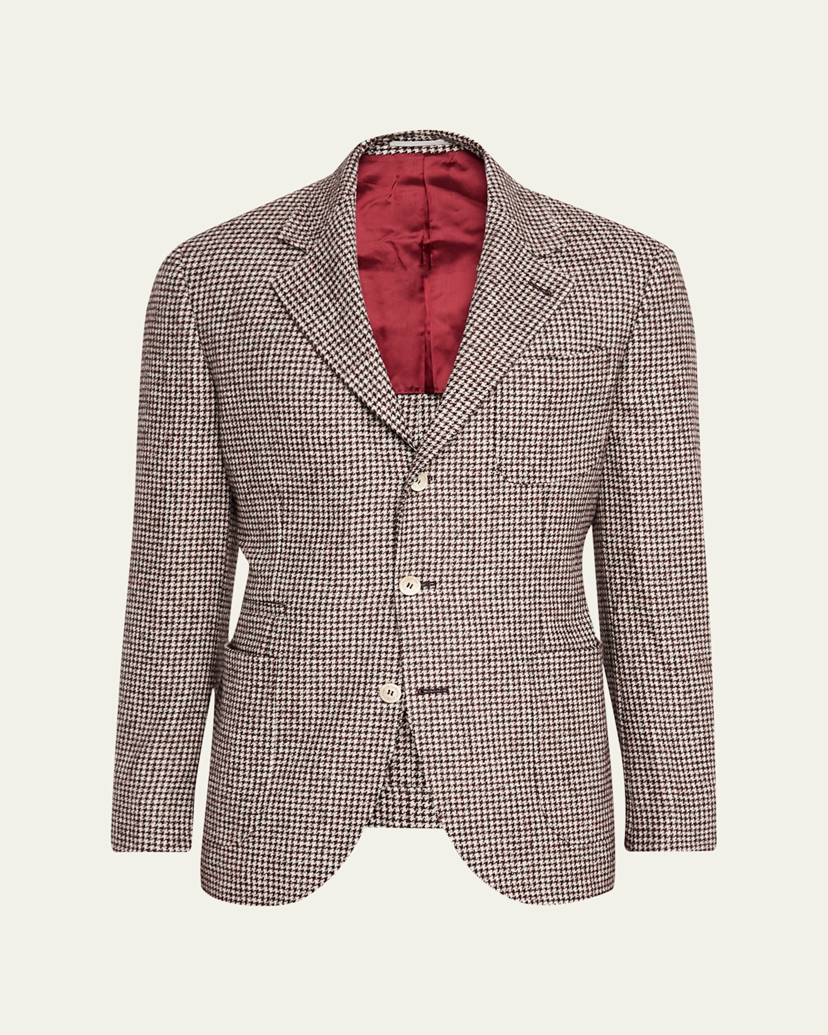 Brunello Cucinelli Men's Alpaca Wool Houndstooth Sport Coat In Brown