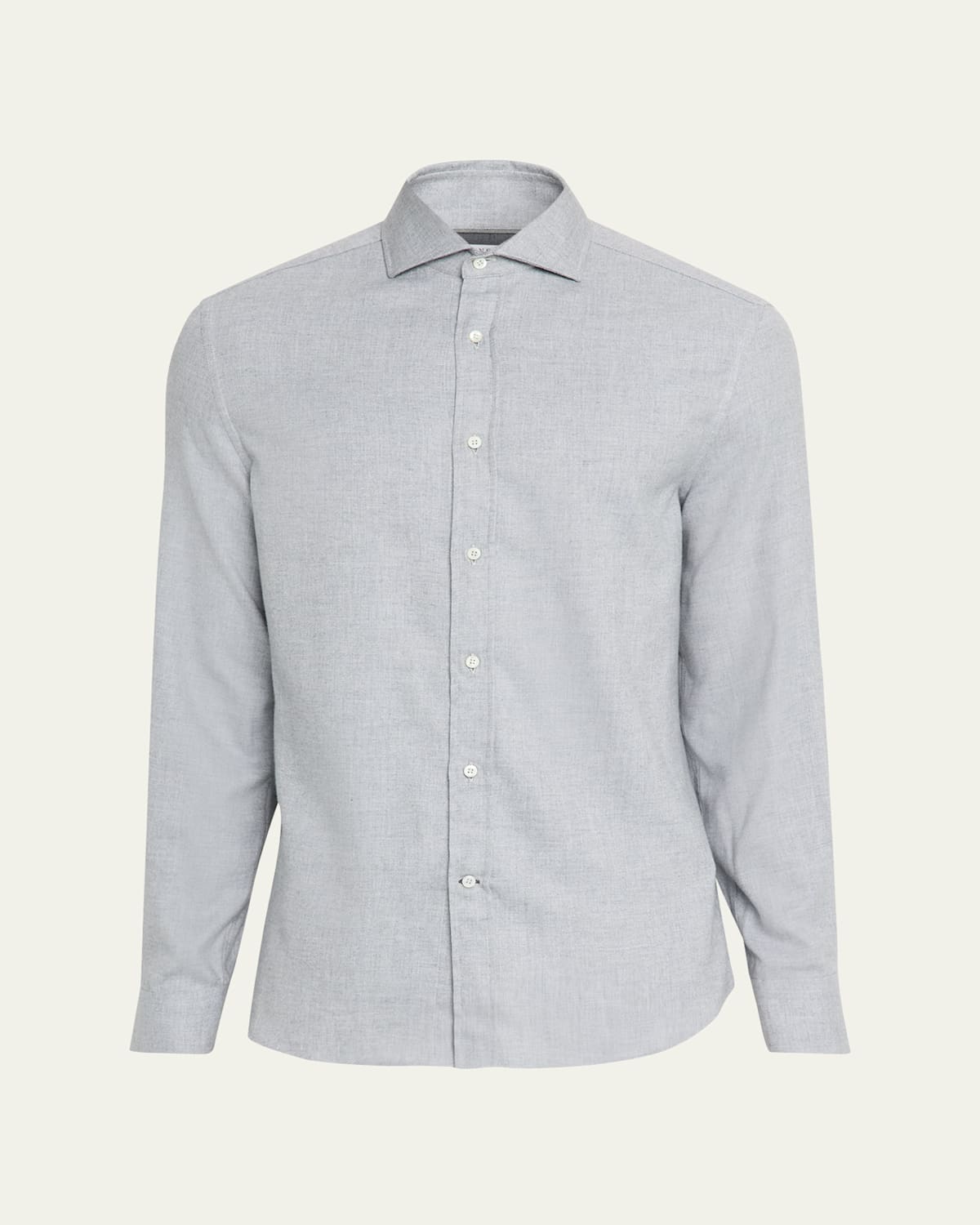Brunello Cucinelli Long Sleeve Button-down Collar Cotton Shirt In Gray