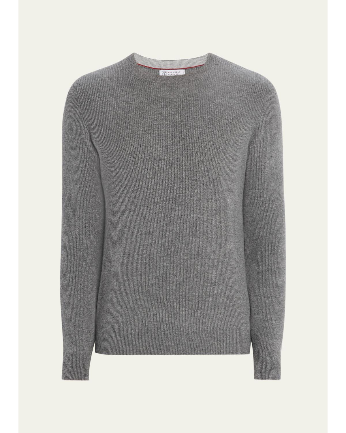 Men'S Cashmere English Rib Crewneck Sweater