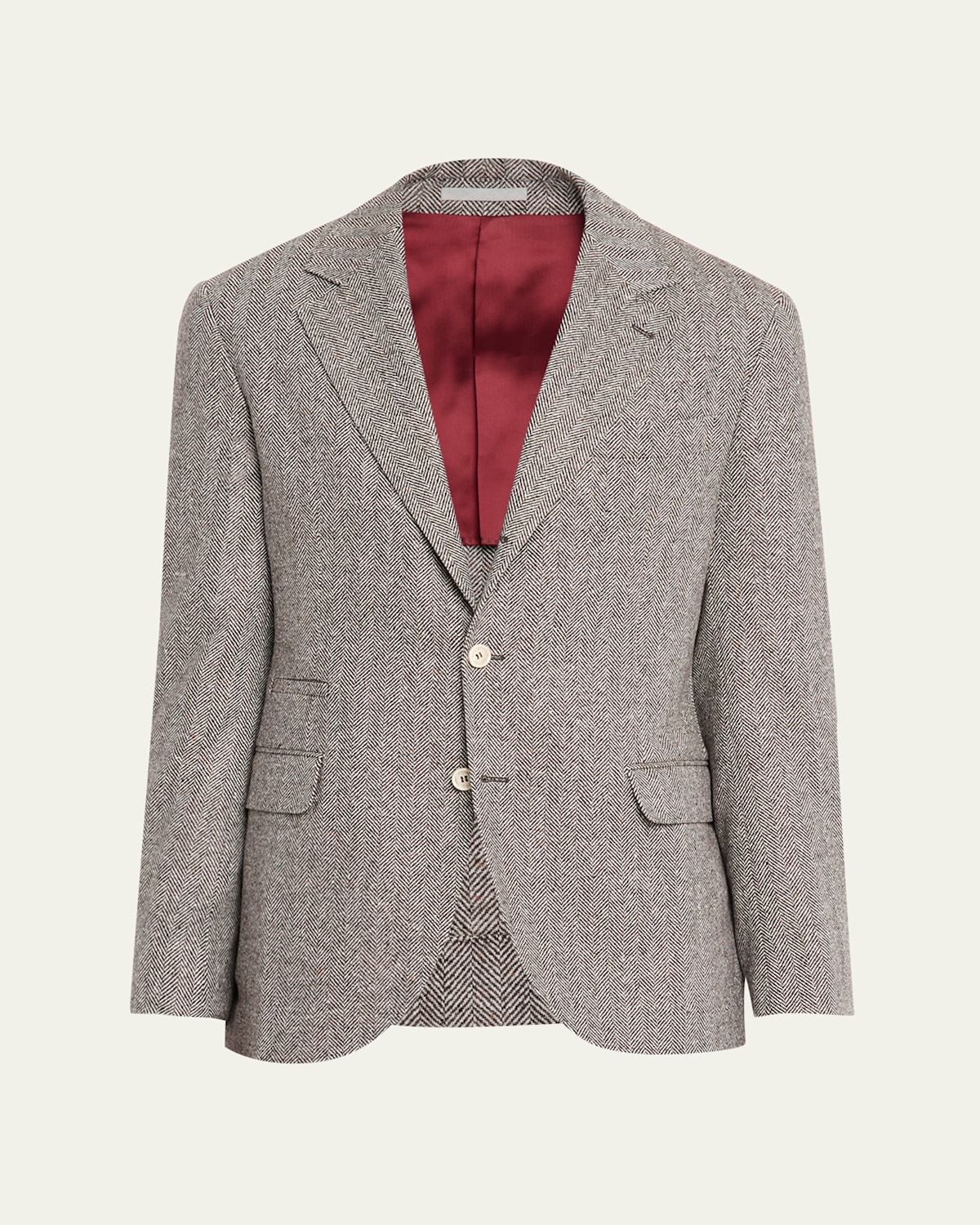 Brunello Cucinelli Herringbone-pattern Blazer In Gray