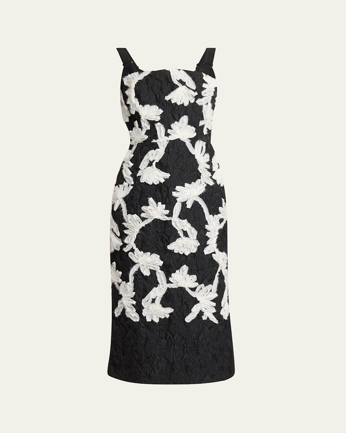 Erdem Sleeveless Cloque Midi Cocktail Dress In Black