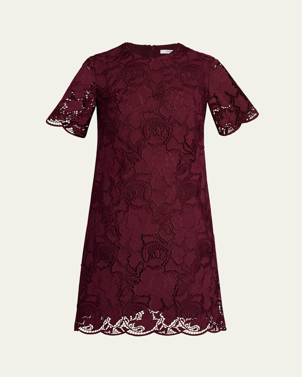 Erdem Embroidered Cutwork Short-Sleeve Mini Dress