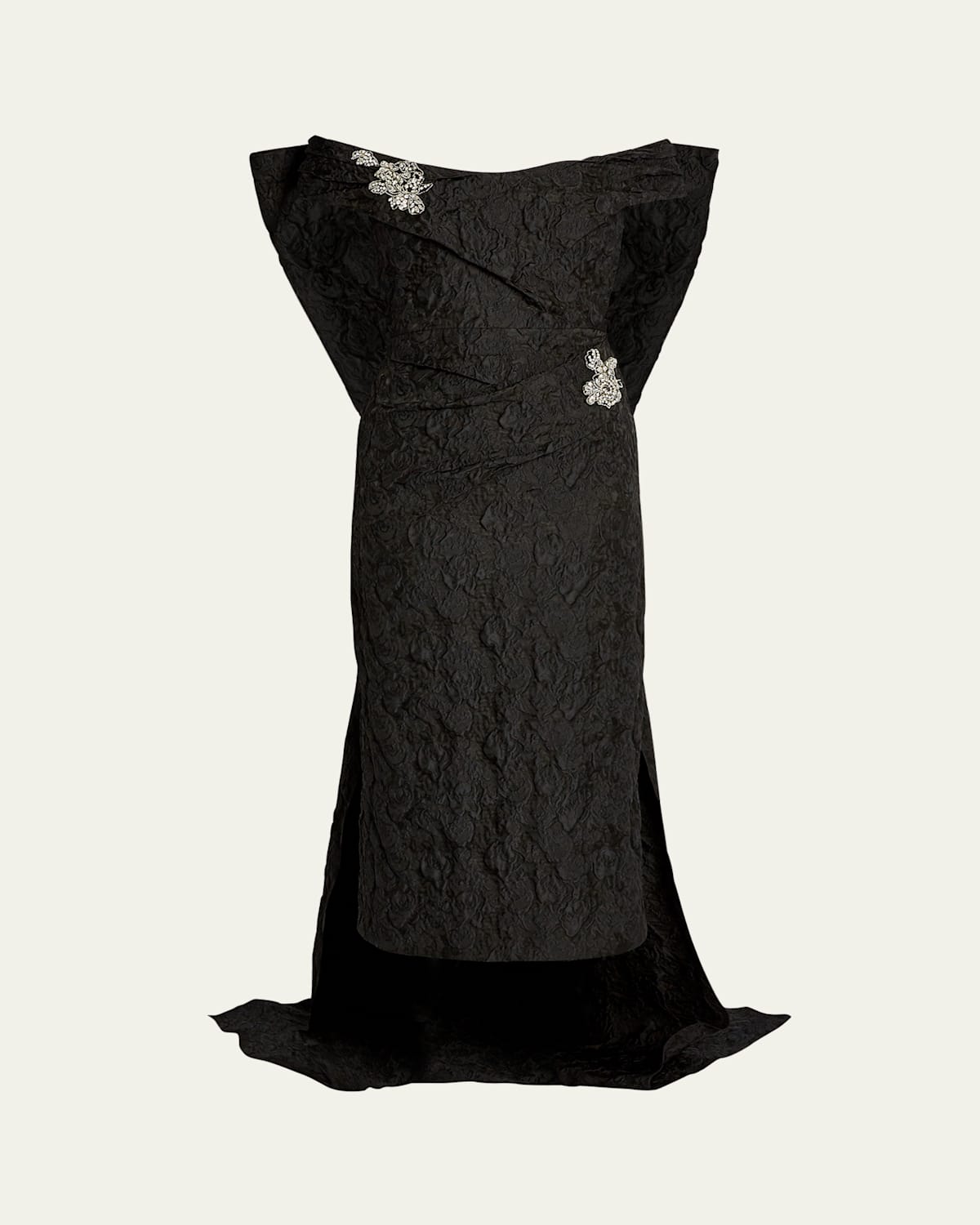 Erdem Crystal Off-the-shoulder Cape Midi Cocktail Dress In Black