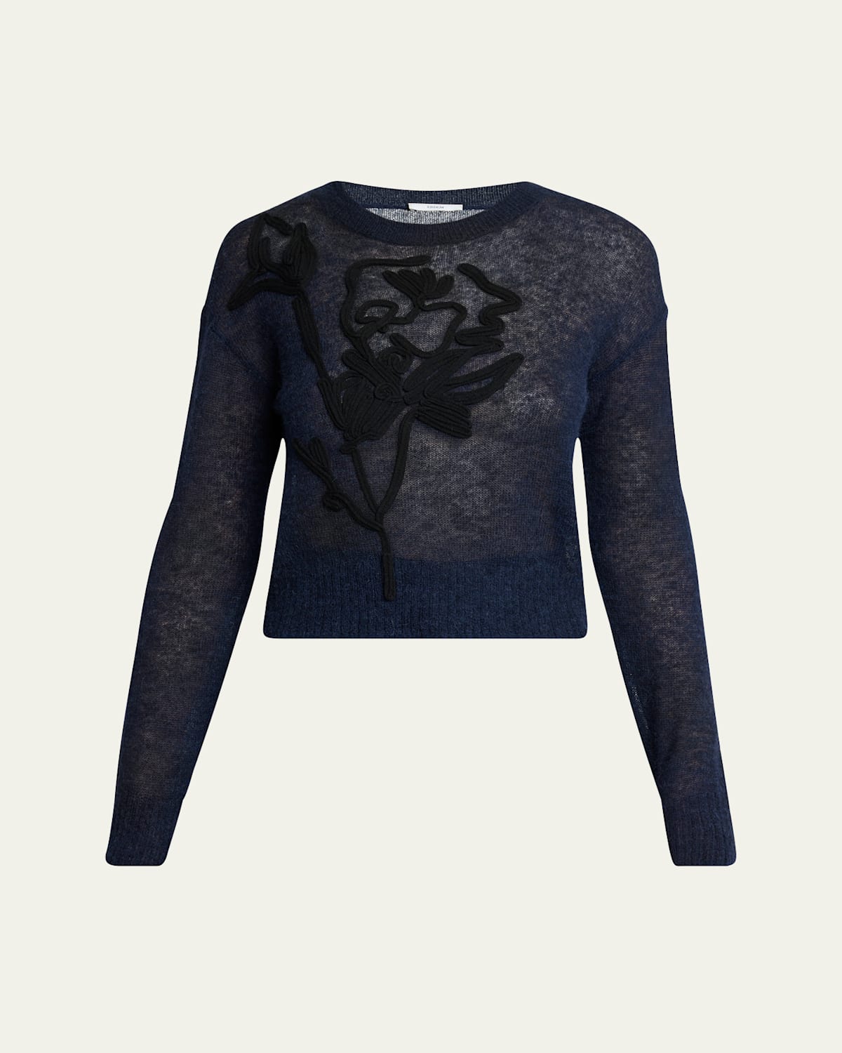 Embroidered Knit Crewneck Sweater