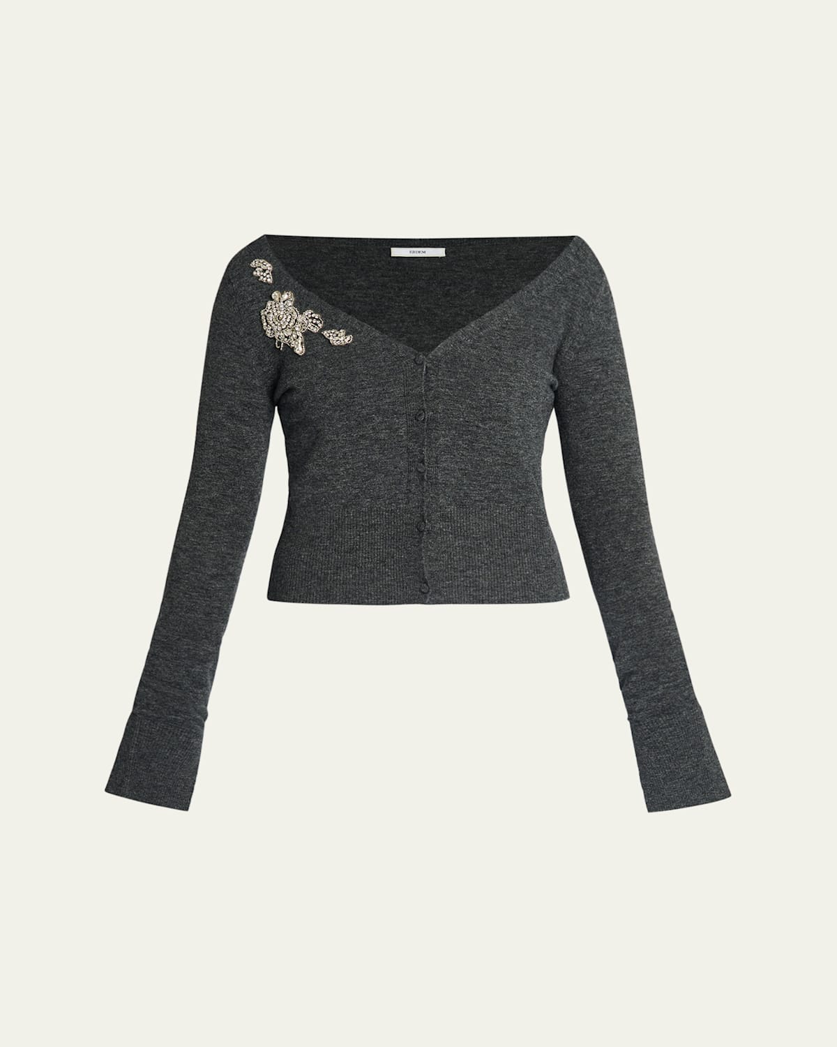 Embellished Cropped V-Neck Cardigan